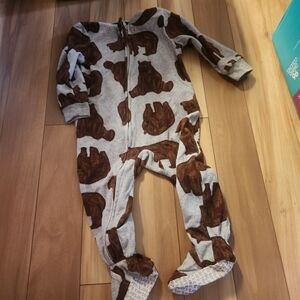 Carter's Gray and Brown Bear Print Footie